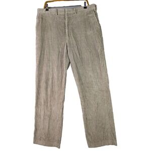 Lands' End Pants Men's Size 38 Beige Flat Front Corduroy‎ Preppy USA Made Cotton